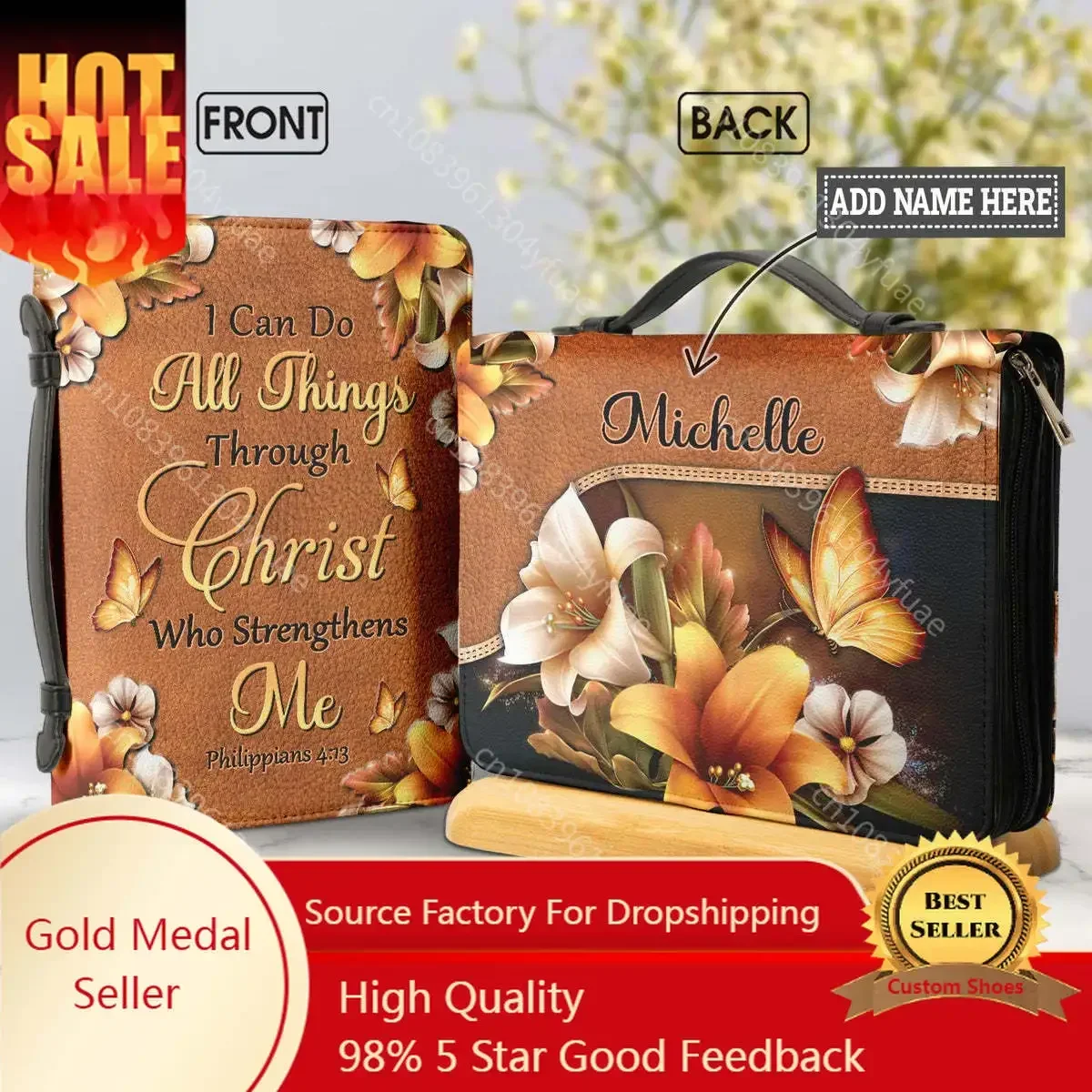 Women's PU Leather Christianity Bible Bag Pretty Floral Butterflies Bible Hymns Print Personalized Cover Paquete Bíblico
Women's PU Leather Christianity Bible Bag Pretty Floral Butterflies Bible Hymns Print Personalized Cover Paquete Bíblico