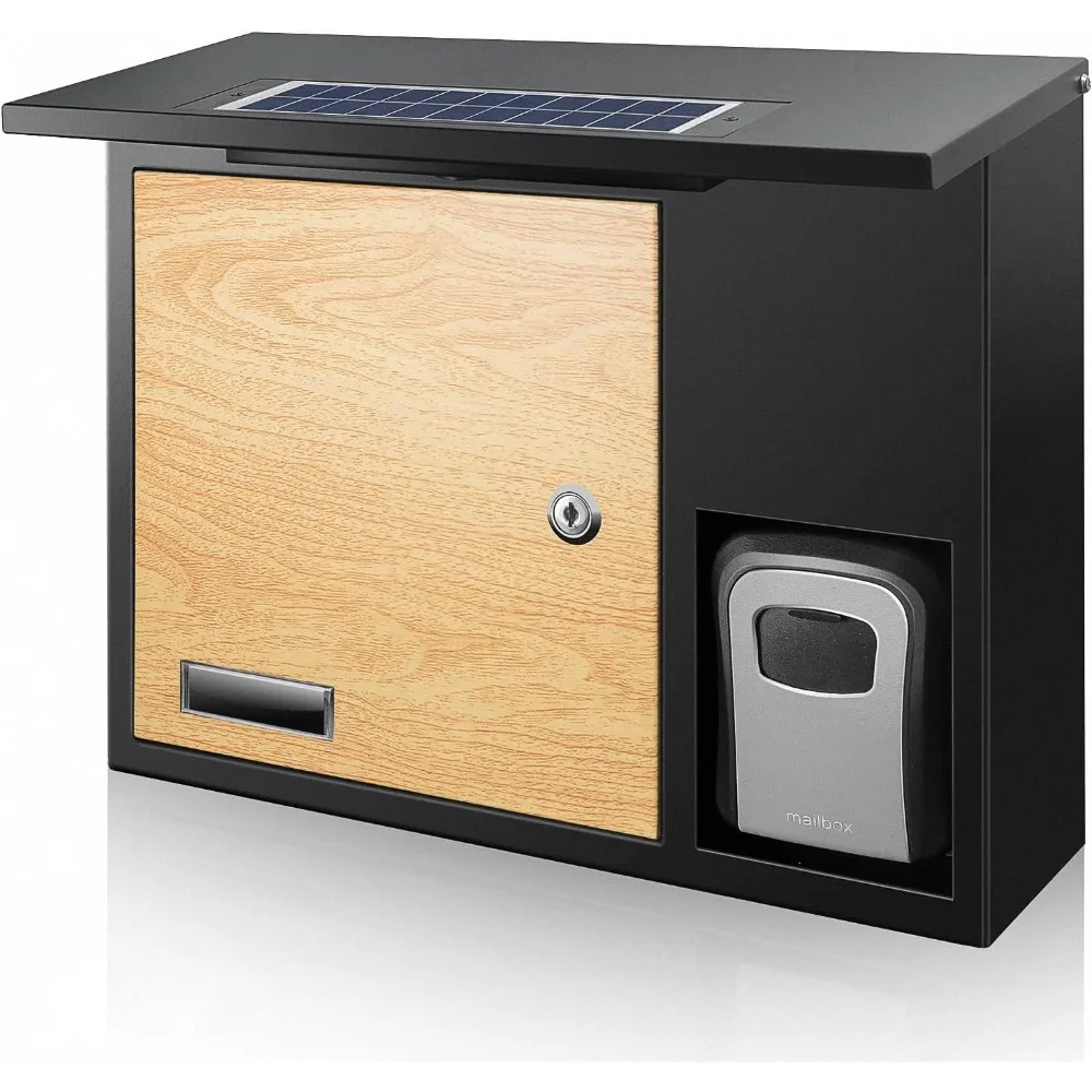 Solar Wall Mailbox with LED Light Secure Key Drop Box Weatherproof Anti Theft Lock Night Deposit Box
Solar Wall Mailbox with LED Light Secure Key Drop Box Weatherproof Anti Theft Lock Night Deposit Box