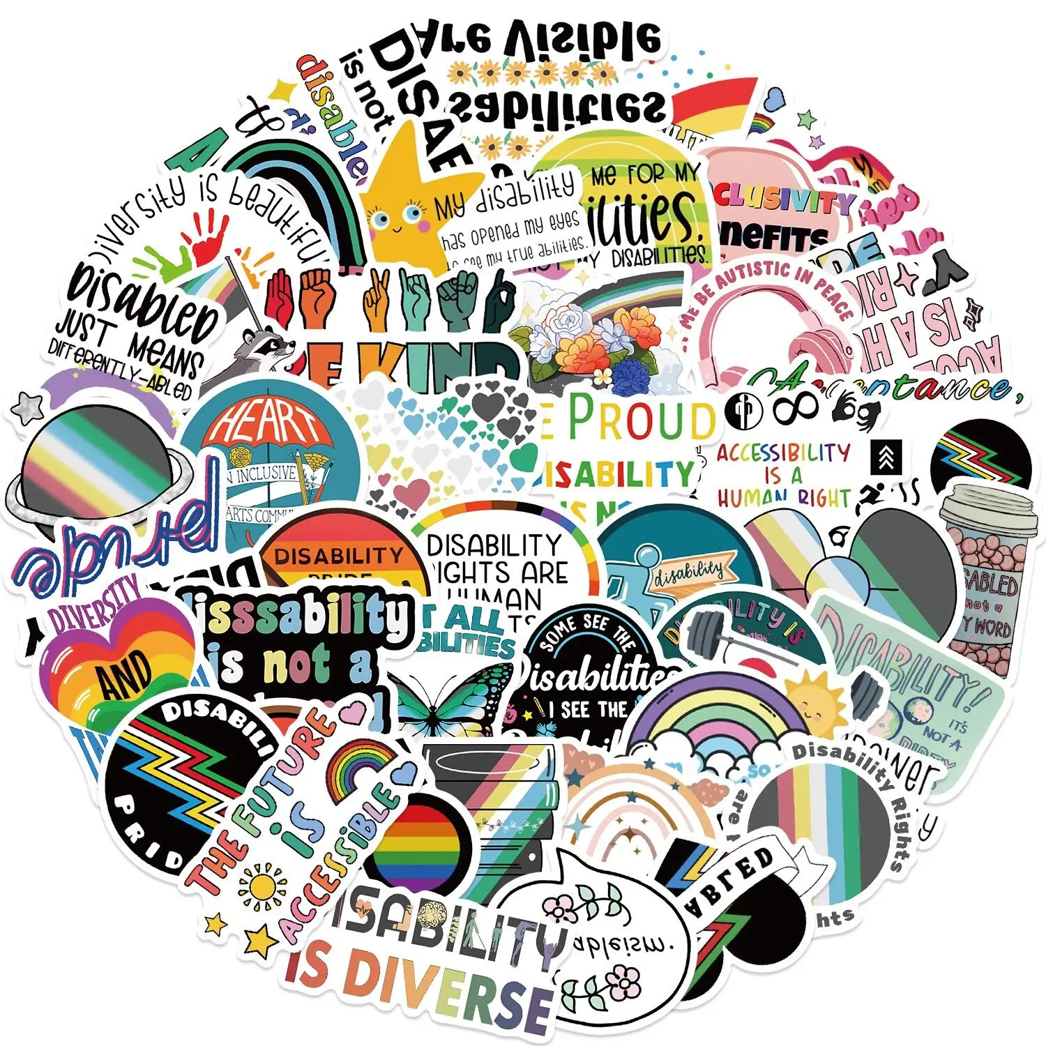 10/50pcs Inspirational Disability Pride Stickers Rainbow Motivational Phrase Decals DIY Scrapbook Bottle Laptop Phone Sticker
10/50pcs Inspirational Disability Pride Stickers Rainbow Motivational Phrase Decals DIY Scrapbook Bottle Laptop Phone Sticker