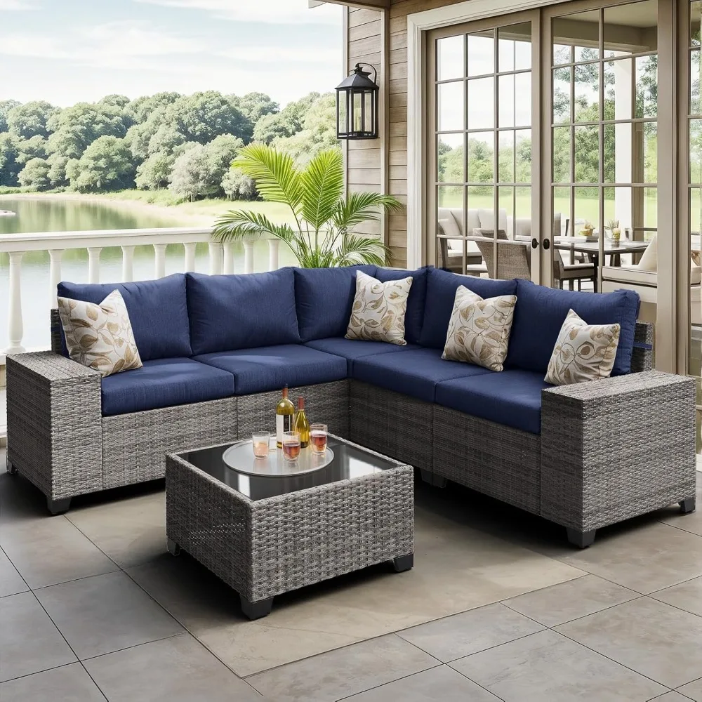 Patio Furniture Set with Coffee Table - Flexible 6 Piece PE Wicker Rattan Outdoor Sofa Configuration, Enhanced Comfort
Patio Furniture Set with Coffee Table - Flexible 6 Piece PE Wicker Rattan Outdoor Sofa Configuration, Enhanced Comfort