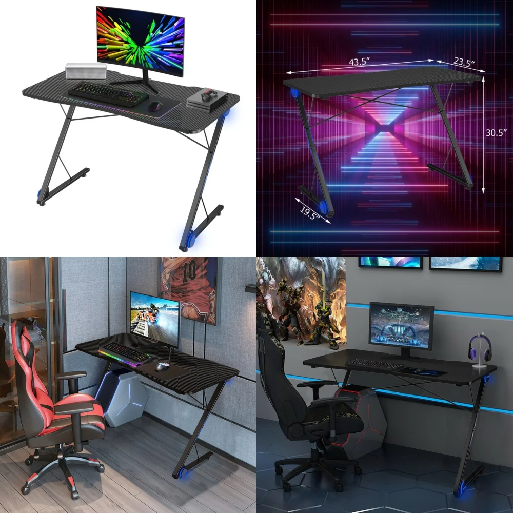 Computer DesksZ Shape Gaming Desk 43.5 inch with RGB LED Lights for PC Computer and Office Use
Computer DesksZ Shape Gaming Desk 43.5 inch with RGB LED Lights for PC Computer and Office Use