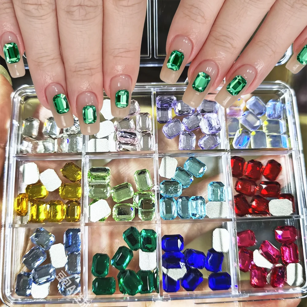 12Grids Multi‑Color Glass Diamond Nail Rhinestones Colorful Rectangle Octagon Ice-Transparent Crystal Nail Gemstone Nail Zicron
12Grids Multi‑Color Glass Diamond Nail Rhinestones Colorful Rectangle Octagon Ice-Transparent Crystal Nail Gemstone Nail Zicron