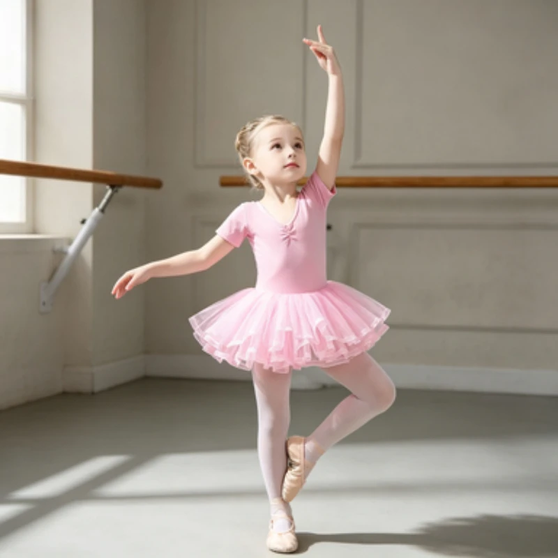 Breathable cotton dancewear for girls with a lovely pink tulle skirt, ideal for daily practice of ballet and other dance styles.
Breathable cotton dancewear for girls with a lovely pink tulle skirt, ideal for daily practice of ballet and other dance styles.
