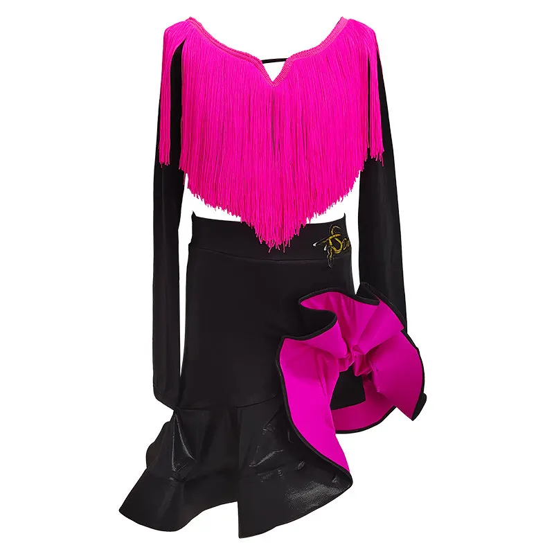 New long-sleeved high-gloss fringed Latin dance outfit for young boys and girls - practice outfit for performances
New long-sleeved high-gloss fringed Latin dance outfit for young boys and girls - practice outfit for performances