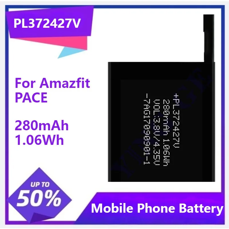 PL372427V Rechargeable Polymer Lithium Ion Battery for Amazfit PACE A1602 A1612 372427 280mAh 3.8V 1.06Wh
PL372427V Rechargeable Polymer Lithium Ion Battery for Amazfit PACE A1602 A1612 372427 280mAh 3.8V 1.06Wh