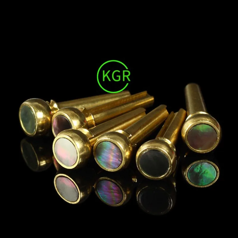 6pcs GuitarString Nails Brass Nails Shell Strings Nails Pearl Shell Abalone Shell InlaidString Post Solid String Cone