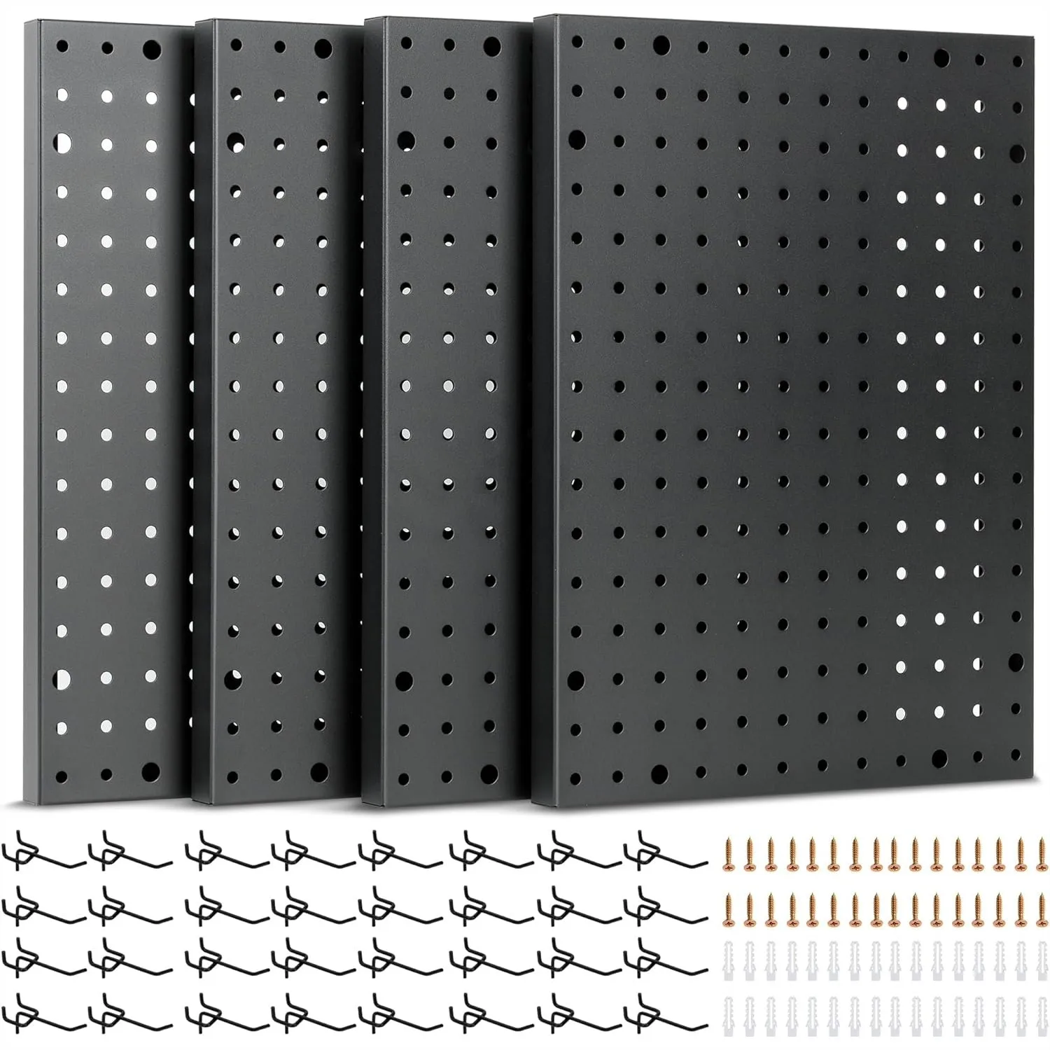 Heavy Duty 4-Panel Pegboard Wall Organizer with 32 Hooks, Modular Steel Garage Tool Storage Kit
Heavy Duty 4-Panel Pegboard Wall Organizer with 32 Hooks, Modular Steel Garage Tool Storage Kit