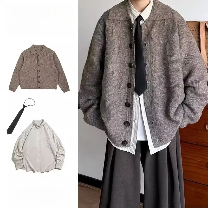 Retro Japanese Sle Loose Knitted Cardigan Sweater Men's College Sle Ch Board Pattern Long Sve Winter Outerwear
Retro Japanese Sle Loose Knitted Cardigan Sweater Men's College Sle Ch Board Pattern Long Sve Winter Outerwear