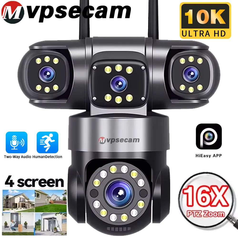 4 Lens 4 Screen 360° PTZ Outdoor Security Camera 10K 20MP 16x Zoom CCTV Wireless Surveillance PTZ Camera Security Protection
4 Lens 4 Screen 360° PTZ Outdoor Security Camera 10K 20MP 16x Zoom CCTV Wireless Surveillance PTZ Camera Security Protection