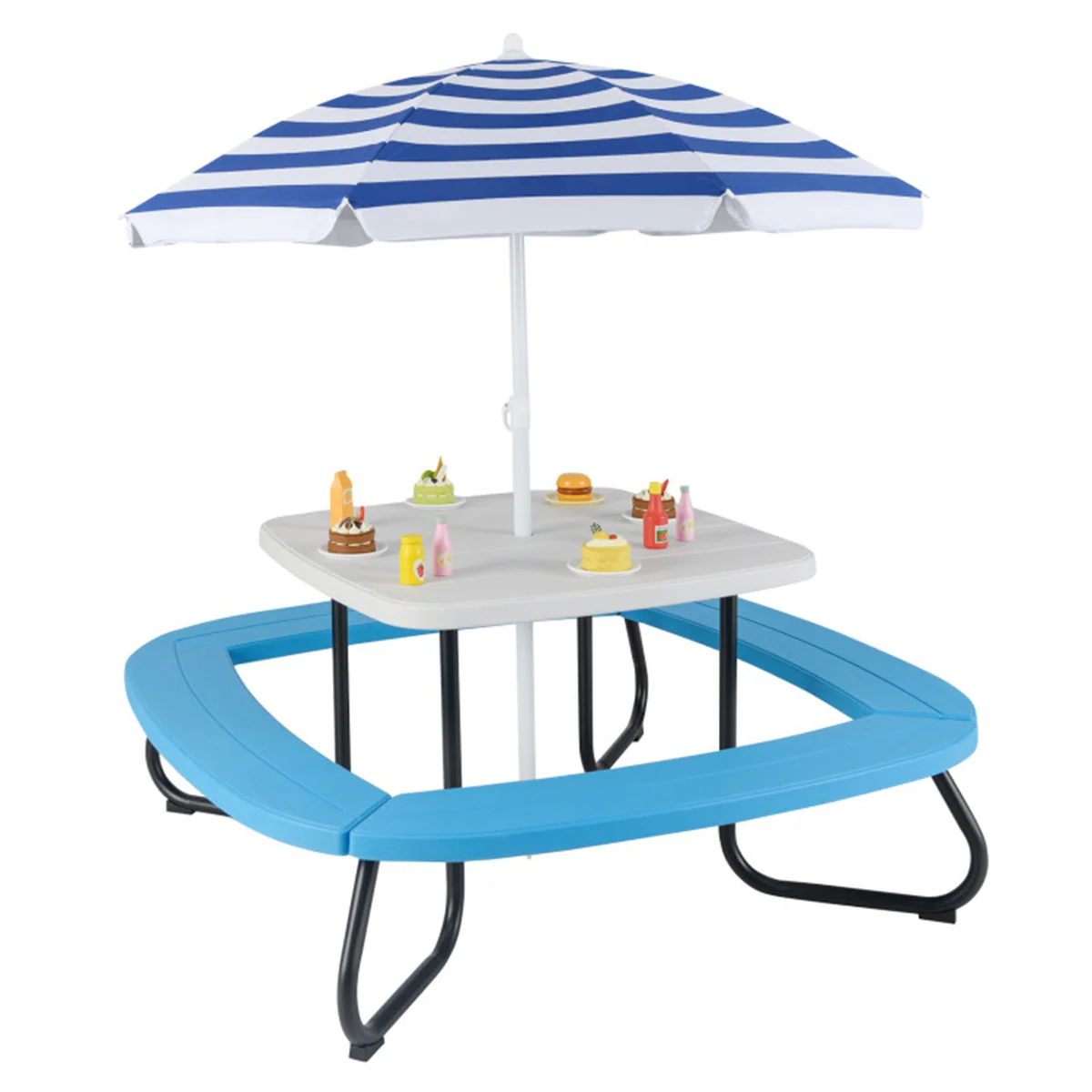 Kids Picnic Table Outdoor Activity Table With Umbrella -White
Kids Picnic Table Outdoor Activity Table With Umbrella -White