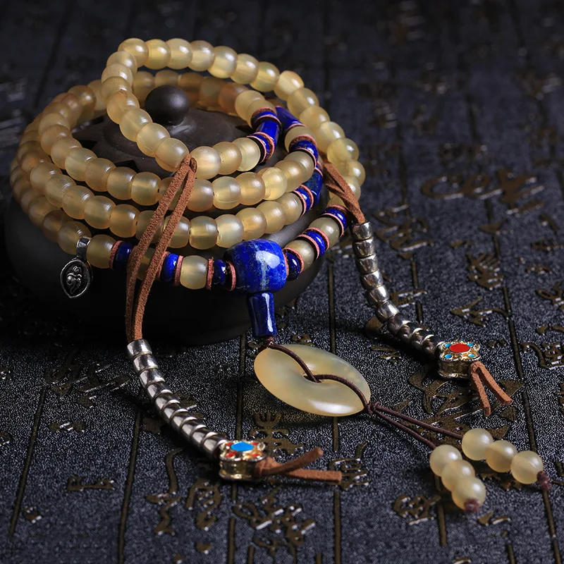 Tibetan Style 108 Buddha Bracelet Blood Silk Old Material Horn Peace Prayer Beads
Tibetan Style 108 Buddha Bracelet Blood Silk Old Material Horn Peace Prayer Beads