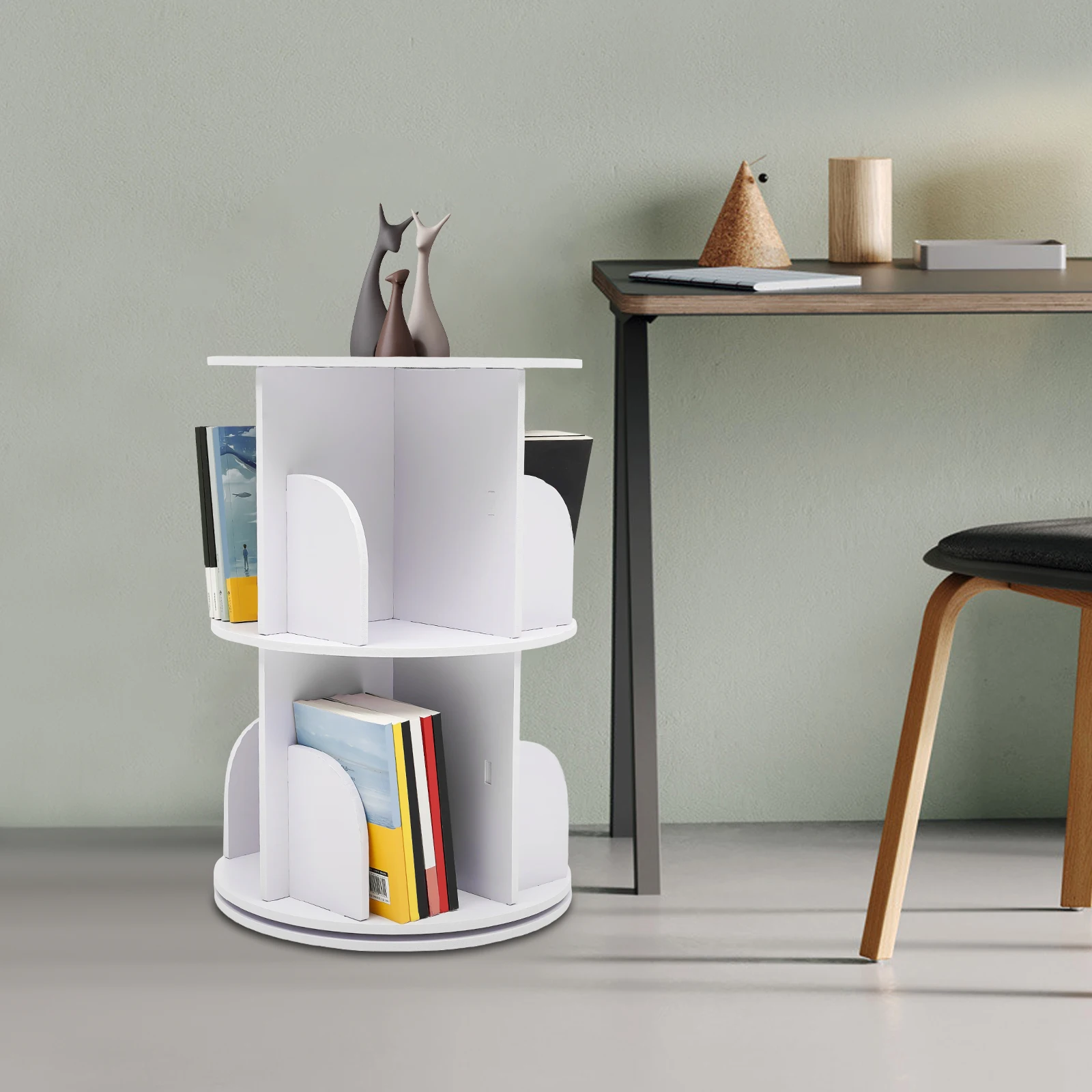 2-Tier White Rotating Bookshelf Freestanding Bookcase Space-Saving for Bedrooms, Living Rooms, Study Rooms
2-Tier White Rotating Bookshelf Freestanding Bookcase Space-Saving for Bedrooms, Living Rooms, Study Rooms