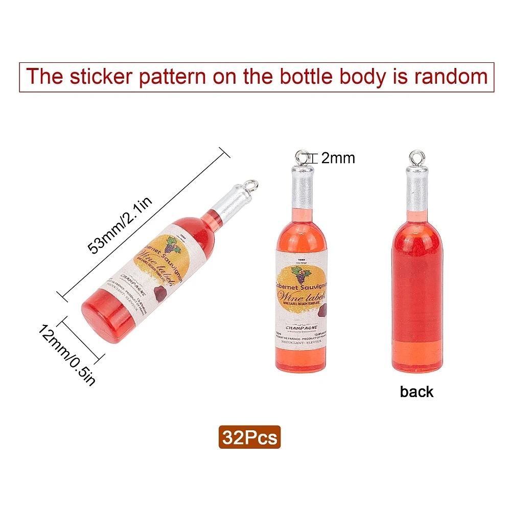 32Pcs Resin Big Pendants with Platinum Plated Iron Loop Imitation Wine Bottle Red 54x11.5~12.5mm Hole: 1.5mm
32Pcs Resin Big Pendants with Platinum Plated Iron Loop Imitation Wine Bottle Red 54x11.5~12.5mm Hole: 1.5mm