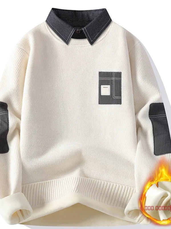 Men's Fce Lined Thiened irt Collar Knitted Sweater Youth Faion Casual Long Sve Soft Comfortable Polyester Fiber
Men's Fce Lined Thiened irt Collar Knitted Sweater Youth Faion Casual Long Sve Soft Comfortable Polyester Fiber