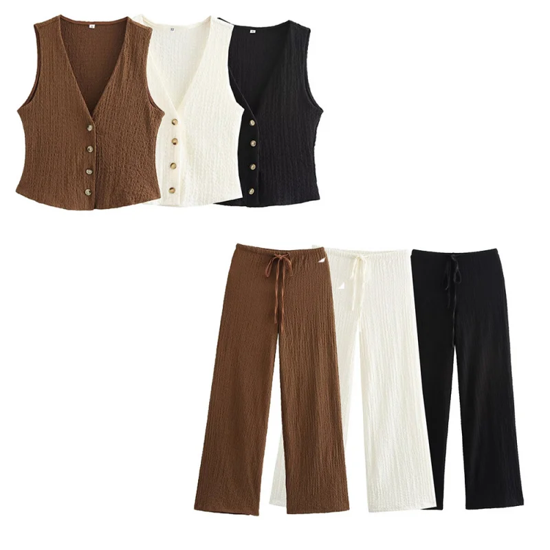 New Women's Clothing Women's Textured Single-Breasted Vest High Waist Straight-Leg Pants Casual Suit
New Women's Clothing Women's Textured Single-Breasted Vest High Waist Straight-Leg Pants Casual Suit
