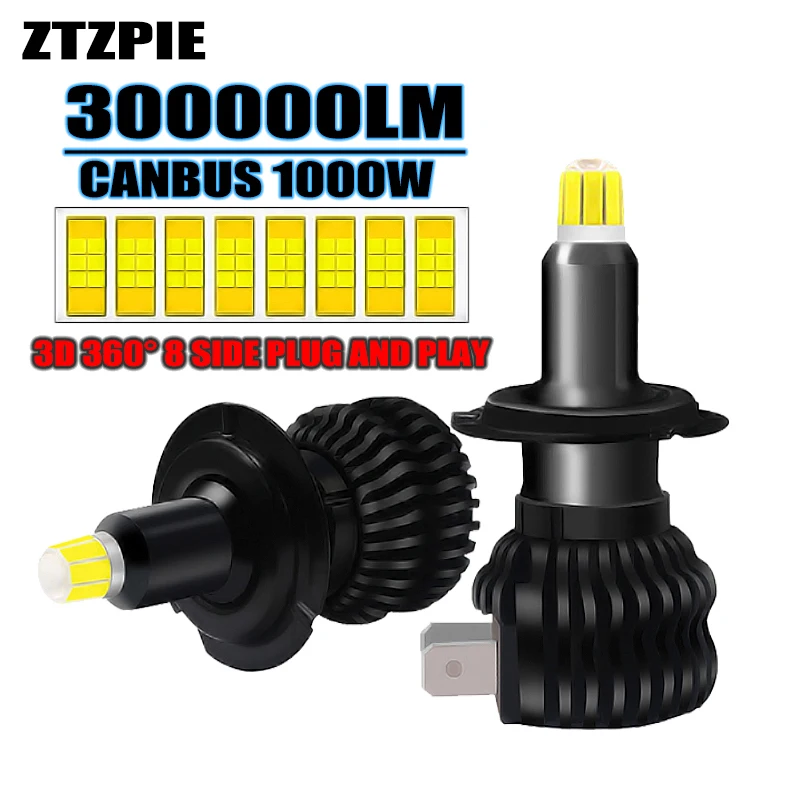 ZTZPIE Pure White 6000K 1000W 300000LM H7 CSP 3570 Canbus 8 Side 360° 4D Led Headlight Bulb 2PCS Car Fog Light
ZTZPIE Pure White 6000K 1000W 300000LM H7 CSP 3570 Canbus 8 Side 360° 4D Led Headlight Bulb 2PCS Car Fog Light