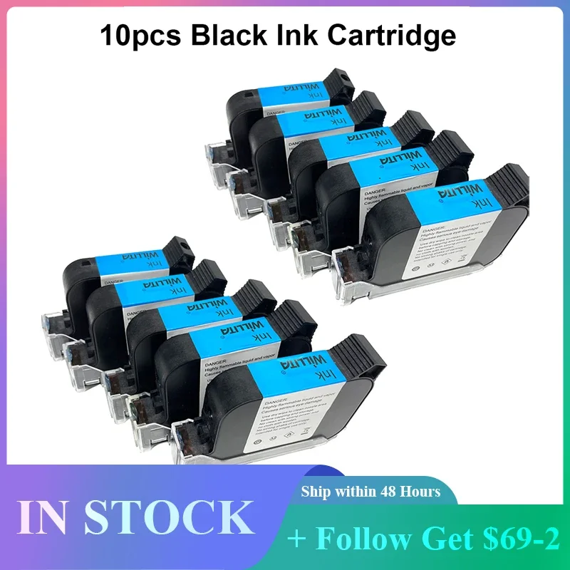 10 шт., черный картридж, быстросохнущие экосольвентные чернила для портативного струйного принтера 12,7 мм, картридж для принтера TIJ
10 шт., черный картридж, быстросохнущие экосольвентные чернила для портативного струйного принтера 12,7 мм, картридж для принтера TIJ