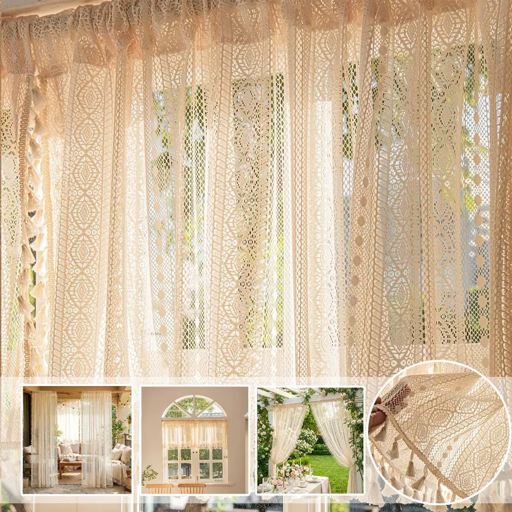 Lace Curtains Valance Hanging Tassel Half Tulle Decor Rustic Crochet for Kitchen Small 2pcs Window Farmhouse Outdoor Courtyard
Lace Curtains Valance Hanging Tassel Half Tulle Decor Rustic Crochet for Kitchen Small 2pcs Window Farmhouse Outdoor Courtyard