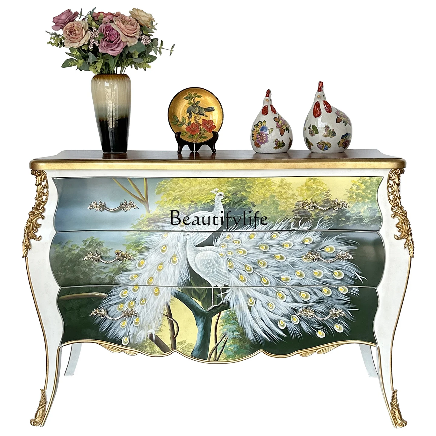 French Style Three-Drawer Cabinet Living Room Entryway Cabinet American Retro Painted Storage Drawer Cabinet
French Style Three-Drawer Cabinet Living Room Entryway Cabinet American Retro Painted Storage Drawer Cabinet