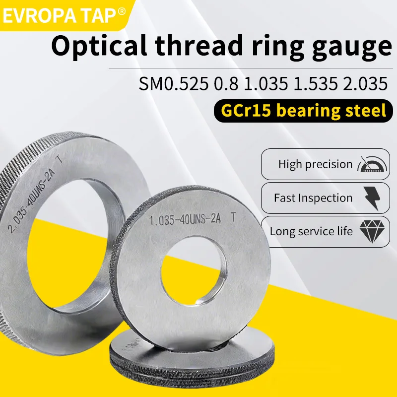 EVROPA TAP 1 шт./1 комплект SM Оптический резьбовой калибр/кольцевой калибр SM0.525 0.8 1.035 1.535 2.035 GO/NOGO Измерительный инструмент для резьбы
EVROPA TAP 1 шт./1 комплект SM Оптический резьбовой калибр/кольцевой калибр SM0.525 0.8 1.035 1.535 2.035 GO/NOGO Измерительный инструмент для резьбы