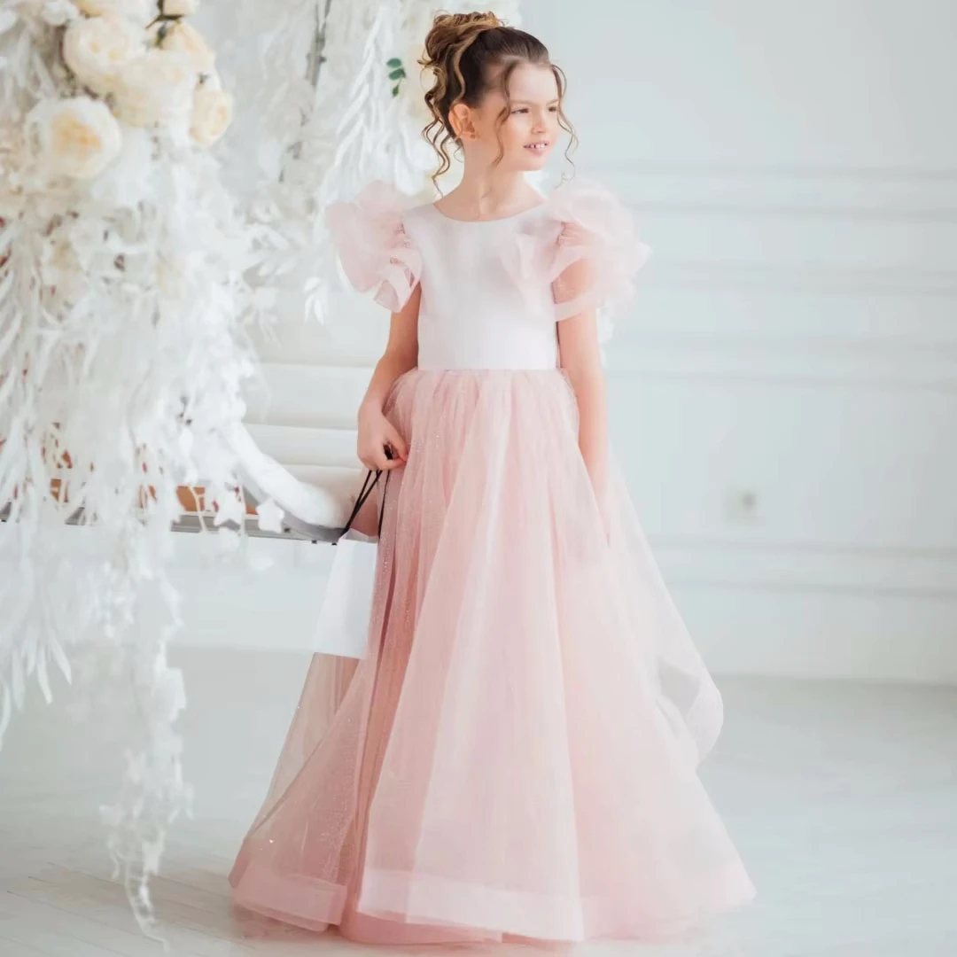 Customized Pink Flower Girl Dress Tulle Tiered With Bow Short Sleeve For Wedding Birthday Pageant Banquet Holy Communion Gown
Customized Pink Flower Girl Dress Tulle Tiered With Bow Short Sleeve For Wedding Birthday Pageant Banquet Holy Communion Gown