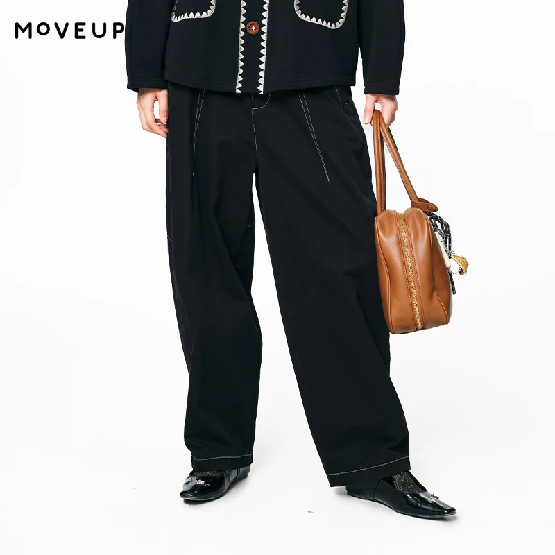 MOVEUP Design Casual Straight Leg Pants Autumn Bright Line Zipper Elastic Waist Pocket Fun Weave Mark Pants For Women 3EWQ20105
MOVEUP Design Casual Straight Leg Pants Autumn Bright Line Zipper Elastic Waist Pocket Fun Weave Mark Pants For Women 3EWQ20105