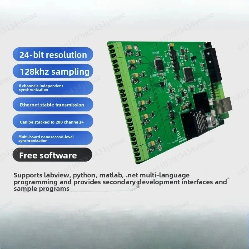 High Precision 8CH Data Capture Card 24Bit Resolution 128KHz Ethernet Transmission Nanosecond Sync Acquisition Board
High Precision 8CH Data Capture Card 24Bit Resolution 128KHz Ethernet Transmission Nanosecond Sync Acquisition Board