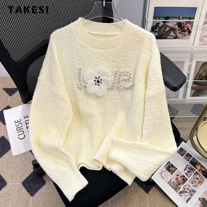 2023 Autumn Winter Elegant Knitting Long Sleeve Fairt Pullovers Korean Fashion Women 3D Floral Decoration Ladies Sweater
2023 Autumn Winter Elegant Knitting Long Sleeve Fairt Pullovers Korean Fashion Women 3D Floral Decoration Ladies Sweater