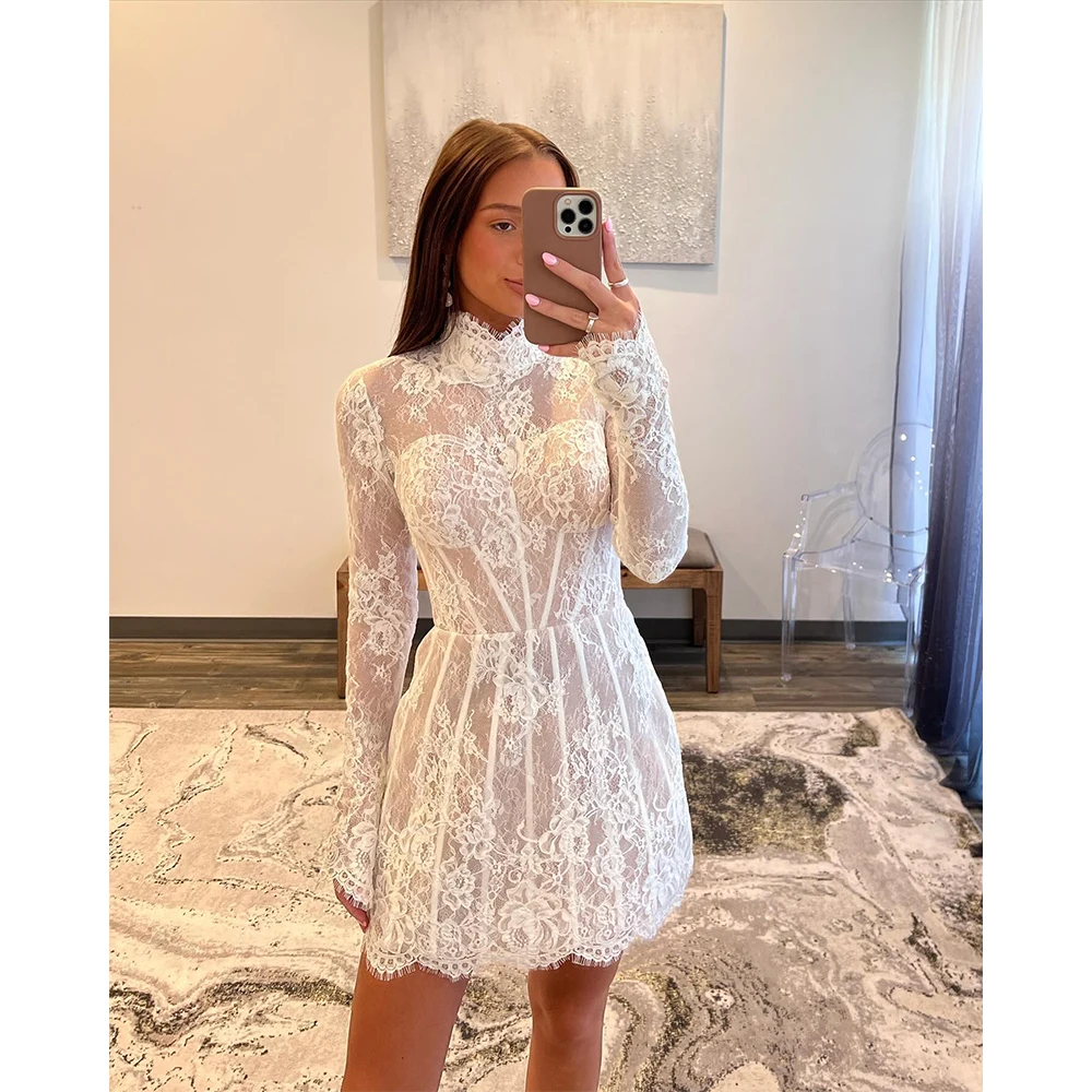 MVOZEIN Ivory Homecoming Dress Lace Transparent A-Line High-Collar Above Knee Short Party Prom Dresses Cocktail Graduation Dress
MVOZEIN Ivory Homecoming Dress Lace Transparent A-Line High-Collar Above Knee Short Party Prom Dresses Cocktail Graduation Dress
