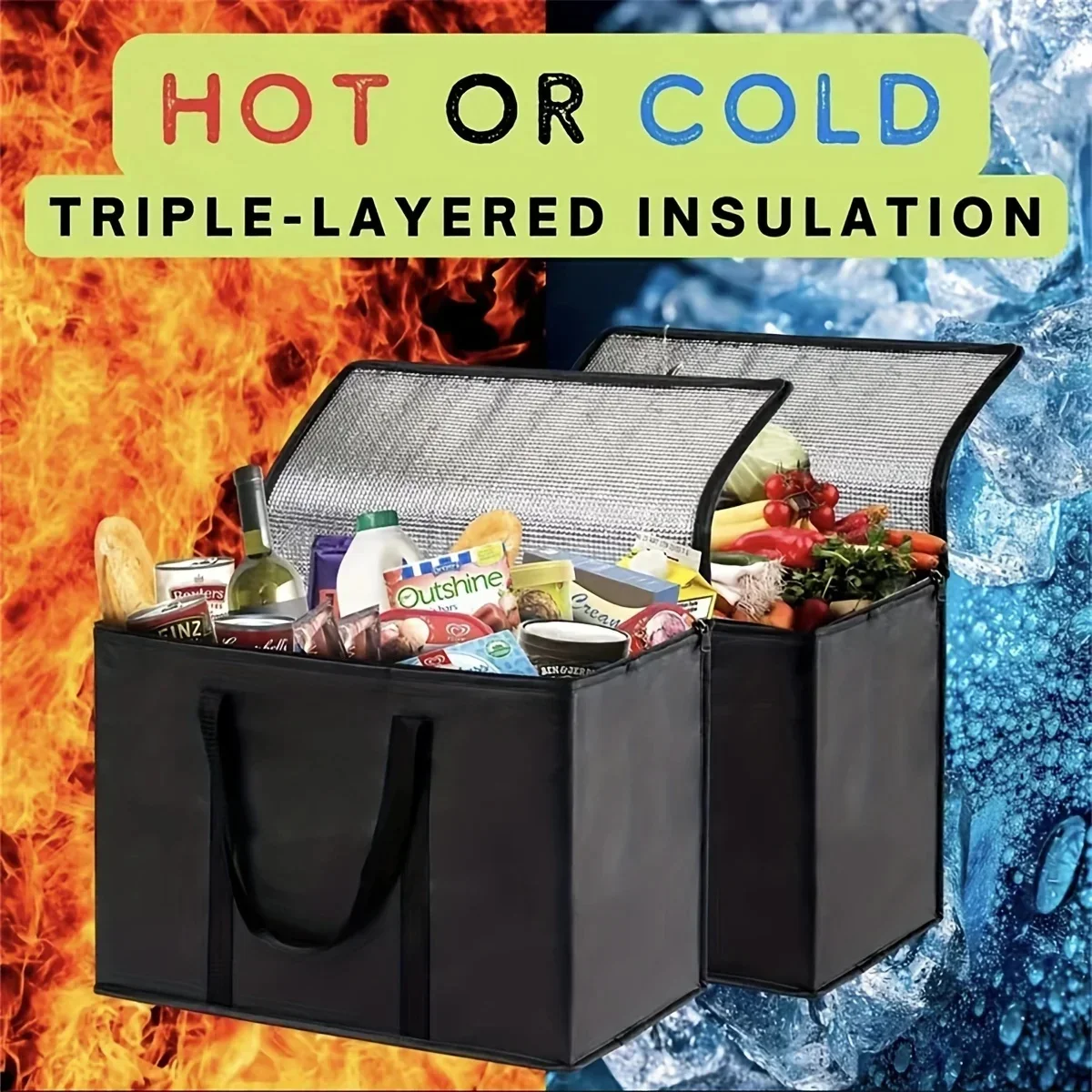 Hot Large Insulated Bag: Keep Food Hot & Cold For Hours - Grocery Tote, Soft Cooler Bag, Pizza Warmer Lightweight BHL1340-FRO
Hot Large Insulated Bag: Keep Food Hot & Cold For Hours - Grocery Tote, Soft Cooler Bag, Pizza Warmer Lightweight BHL1340-FRO