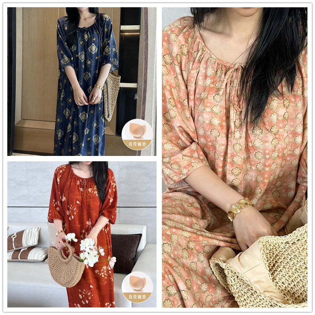 Summer Half Sleeved Viscose Nightgowns Women's Home Wear Loose Nightshirt Female Sleepwear Dresses
Summer Half Sleeved Viscose Nightgowns Women's Home Wear Loose Nightshirt Female Sleepwear Dresses