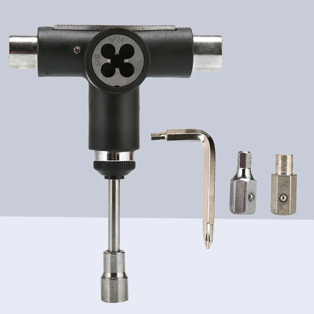 All in One Skateboard T-Tool Portable Multifunctional Skate Tool Heavy Duty Steel ABS for Longboards Black Skateboard Tool
All in One Skateboard T-Tool Portable Multifunctional Skate Tool Heavy Duty Steel ABS for Longboards Black Skateboard Tool