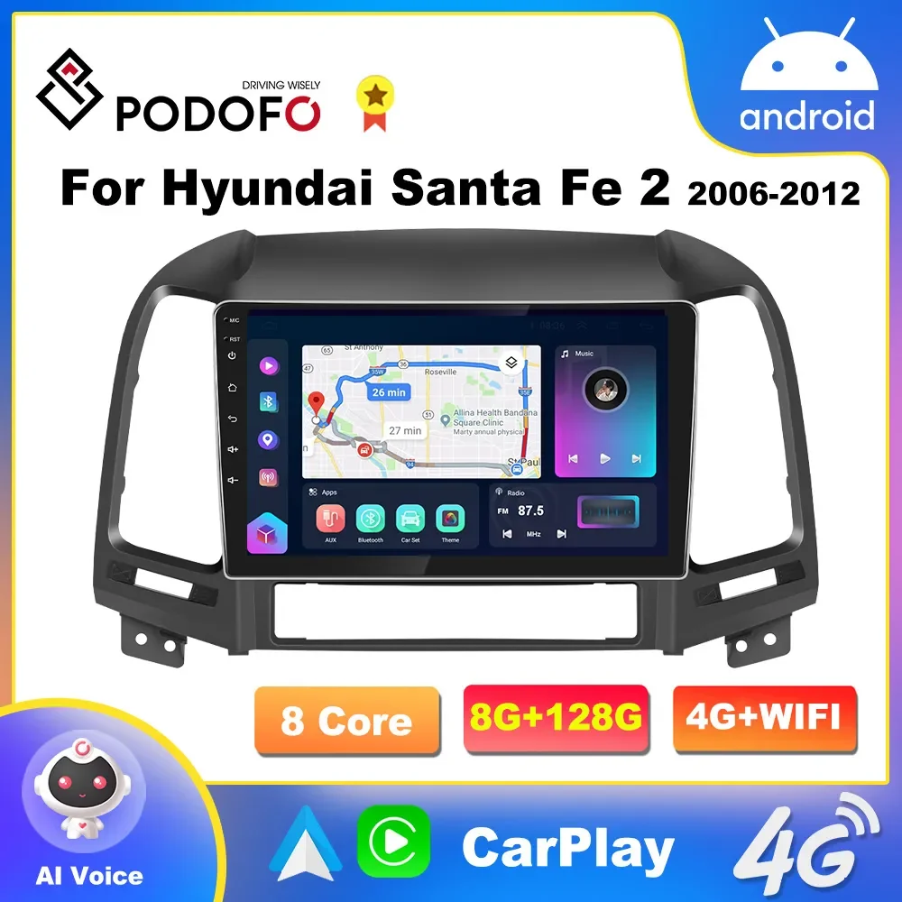 Podofo 8G 128G CarPlay Android AutoRadio For Santa FE 2006-2012 Car Radio Multimedia Player 2 Din Head Unit Stereo Receiver DSP
Podofo 8G 128G CarPlay Android AutoRadio For Santa FE 2006-2012 Car Radio Multimedia Player 2 Din Head Unit Stereo Receiver DSP