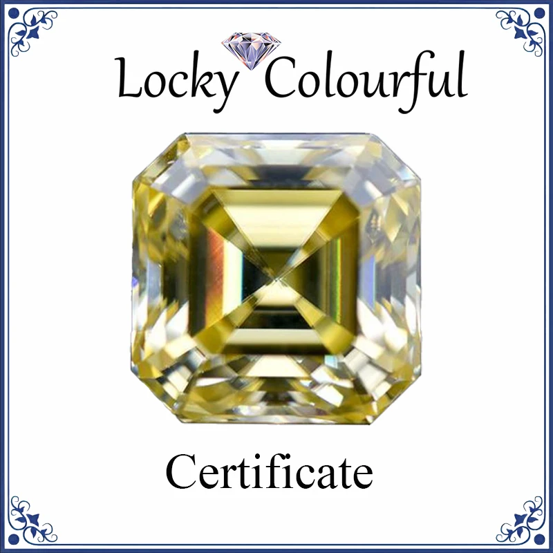 Moissanite Asscher Shape Top Quality Lemon Yellow Color for Charms Jewelry Making Earrings Ring Materials with GRA Certificate
Moissanite Asscher Shape Top Quality Lemon Yellow Color for Charms Jewelry Making Earrings Ring Materials with GRA Certificate