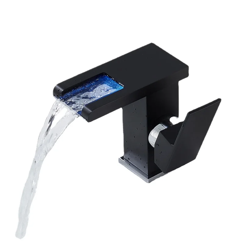 Bathroom Single Cold and Hot Water Flow Generator Faucet High and Low Faucet LED Black Basin Faucet
Bathroom Single Cold and Hot Water Flow Generator Faucet High and Low Faucet LED Black Basin Faucet