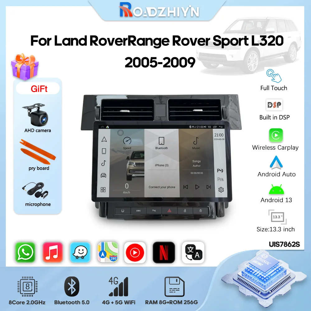 13,3-дюймовый радио стерео для Land RoverRange Rover Sport L320 2005-2009 Автомобильный мультимедийный видеоплеер Android13 Carplay 4G WiFi 360
13,3-дюймовый радио стерео для Land RoverRange Rover Sport L320 2005-2009 Автомобильный мультимедийный видеоплеер Android13 Carplay 4G WiFi 360