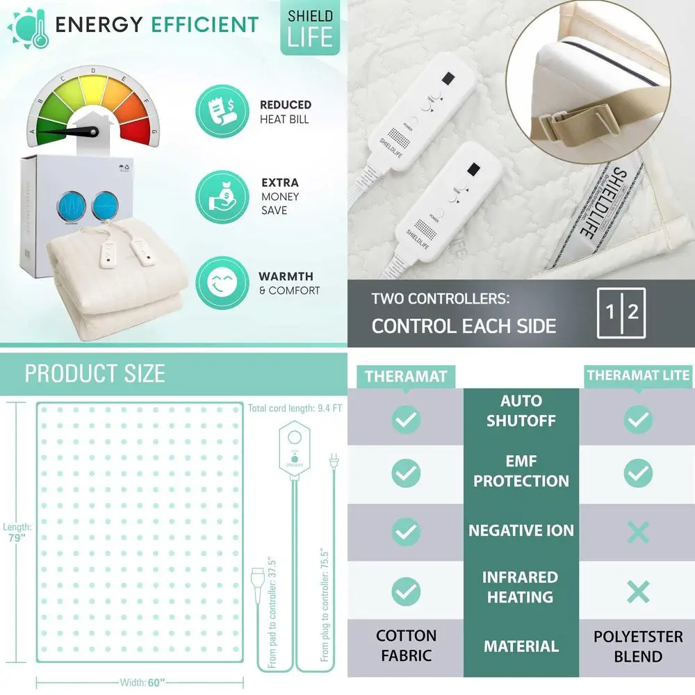 99% EMF Blockage Heated Mattress Pad with Infrared Heat, Negative Ions, 8 Heat Levels, Auto-Off, Queen Size
99% EMF Blockage Heated Mattress Pad with Infrared Heat, Negative Ions, 8 Heat Levels, Auto-Off, Queen Size
