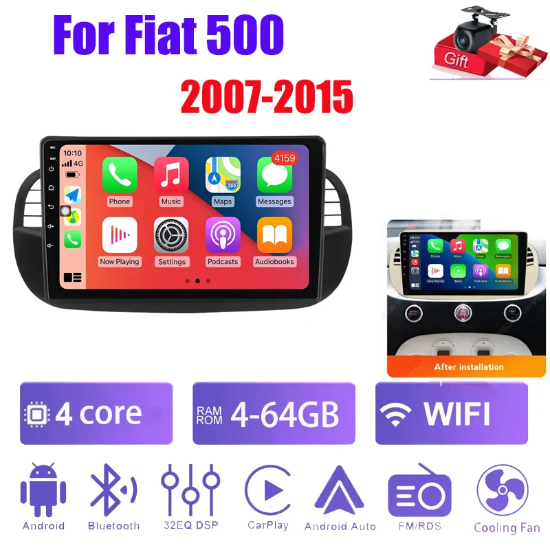 9" 4+64GB Car Radio Stereo For Fiat 500 2007-2015 GPS Navigation Multimedia Carplay Auto Bluetooth RDS SWC WIFI 2 Din Android
9" 4+64GB Car Radio Stereo For Fiat 500 2007-2015 GPS Navigation Multimedia Carplay Auto Bluetooth RDS SWC WIFI 2 Din Android