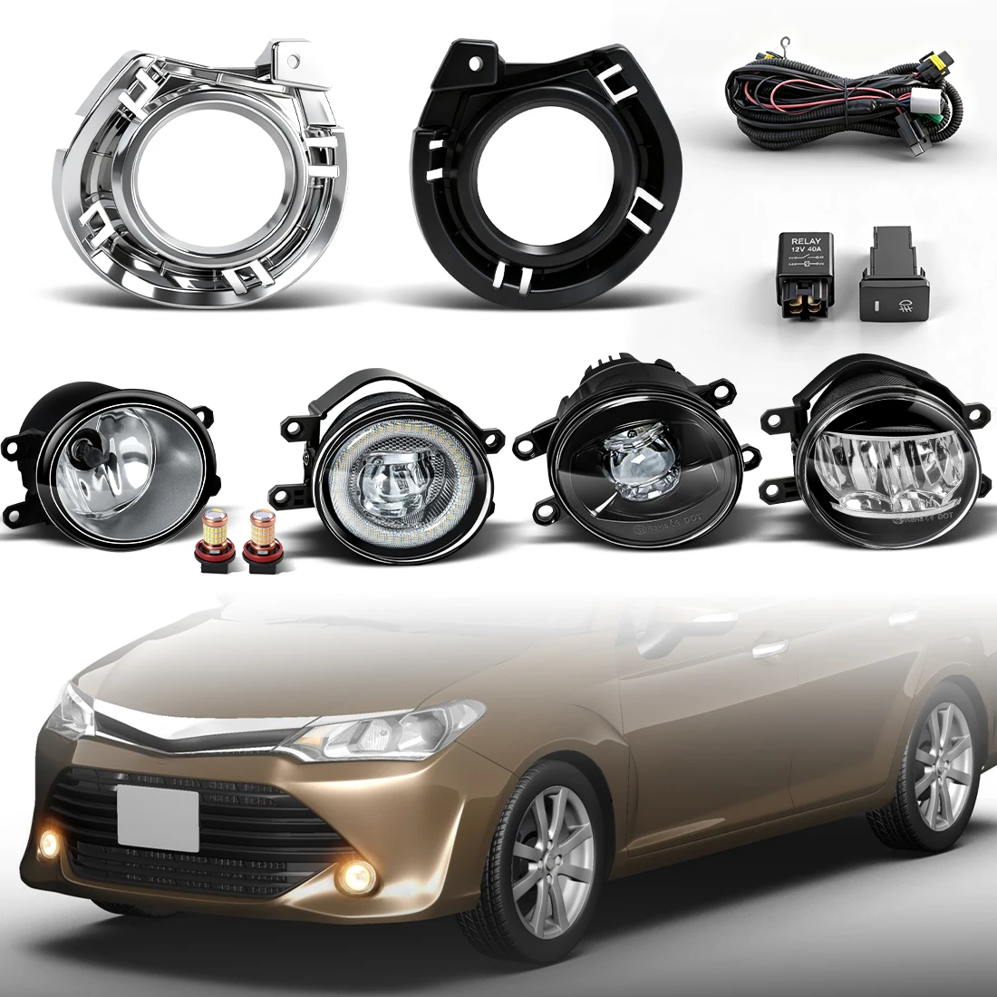 Светодиодные противотуманные фары для Toyota Corolla Axio/Fielder 2016-2017, дневные ходовые огни, комплект светодиодных противотуманных фар, специальные жгуты проводов, противотуманные фары
Светодиодные противотуманные фары для Toyota Corolla Axio/Fielder 2016-2017, дневные ходовые огни, комплект светодиодных противотуманных фар, специальные жгуты проводов, противотуманные фары