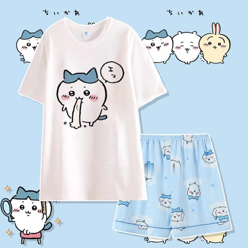 Kawaii Chiikawa Girls Pajamas Set Cute Summer Usagi Cotton Round Neck Short Sleeve Shorts Loose Cartoon Hachiware Home Clothes
Kawaii Chiikawa Girls Pajamas Set Cute Summer Usagi Cotton Round Neck Short Sleeve Shorts Loose Cartoon Hachiware Home Clothes