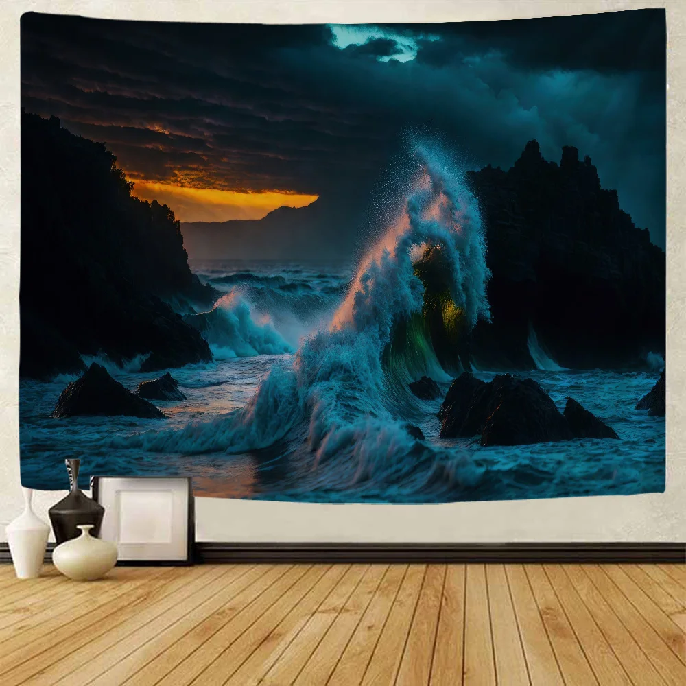 Sea Night Scene Tapestry psychedelic Wave Wall Hanging Hippie Room Background Wall Poster Living Room Home Art Decoration
Sea Night Scene Tapestry psychedelic Wave Wall Hanging Hippie Room Background Wall Poster Living Room Home Art Decoration
