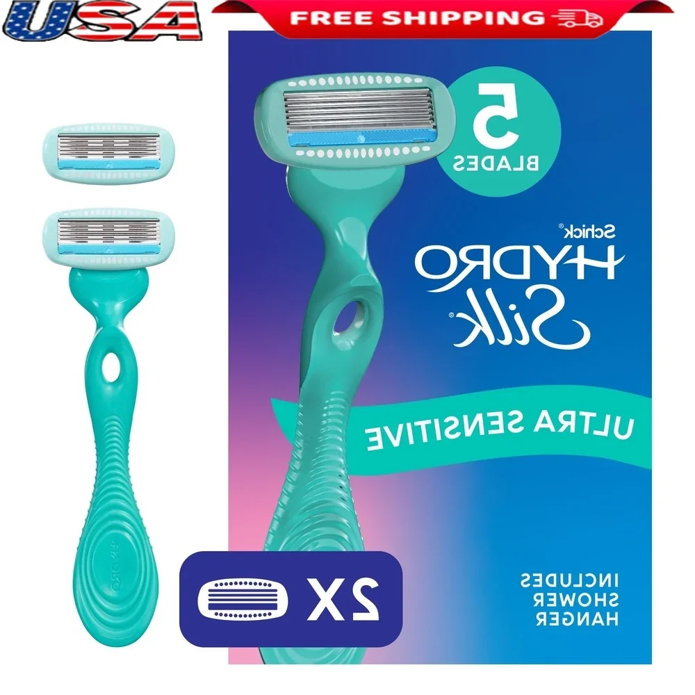 Hydro Silk Women’s Razor 5 Curve Sensing Blades Hypoallergenic Moisturizing Serum 1 Handle 2 Replacement Cartridges 
Hydro Silk Women’s Razor 5 Curve Sensing Blades Hypoallergenic Moisturizing Serum 1 Handle 2 Replacement Cartridges