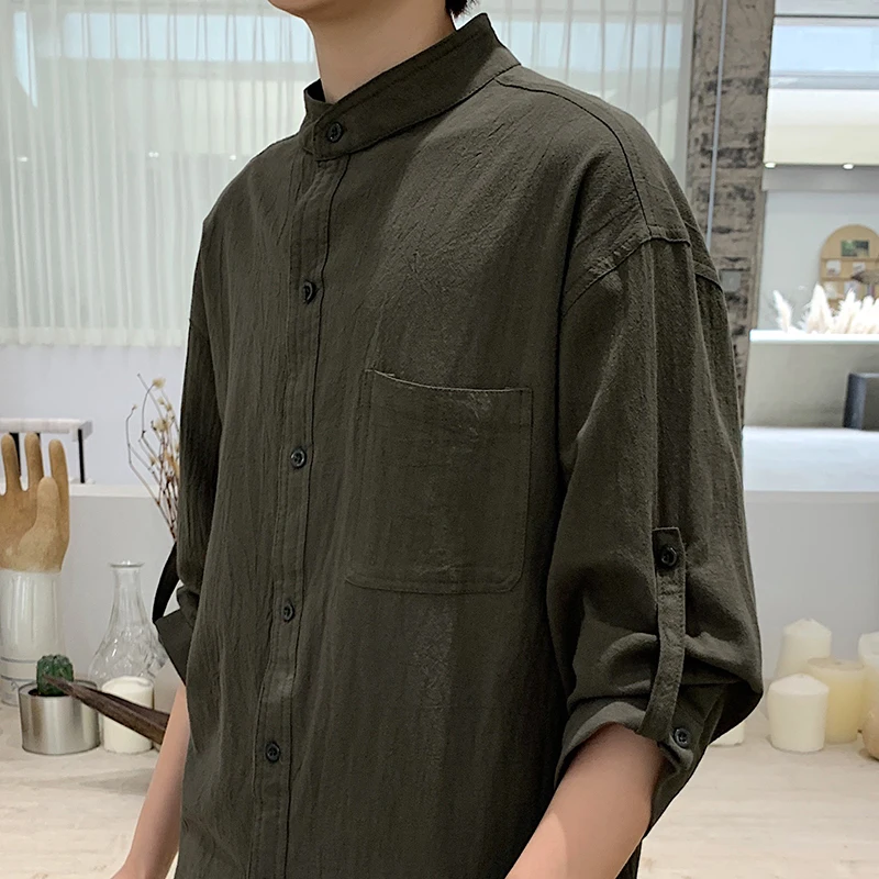 Retro Short Sleeve Shirt Loose Fit Color Simple Design Couple's Style Summer Fashion Youth Seven Quarter Sleeve Shirt
Retro Short Sleeve Shirt Loose Fit Color Simple Design Couple's Style Summer Fashion Youth Seven Quarter Sleeve Shirt