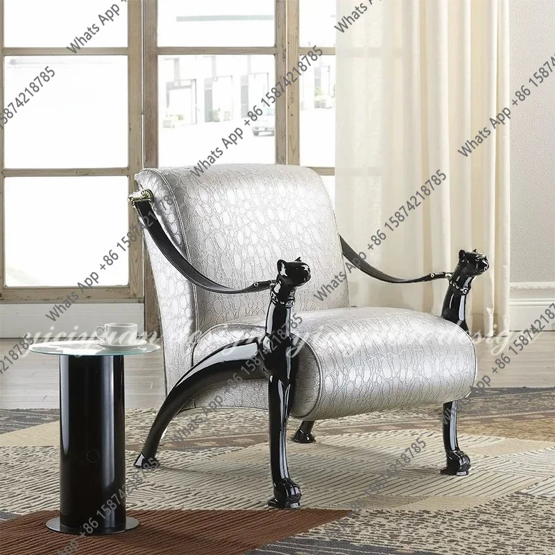 Medieval solid wood leisure chair home creative black panther sofa chair high-end furniture abstract printing single chair retro
Medieval solid wood leisure chair home creative black panther sofa chair high-end furniture abstract printing single chair retro