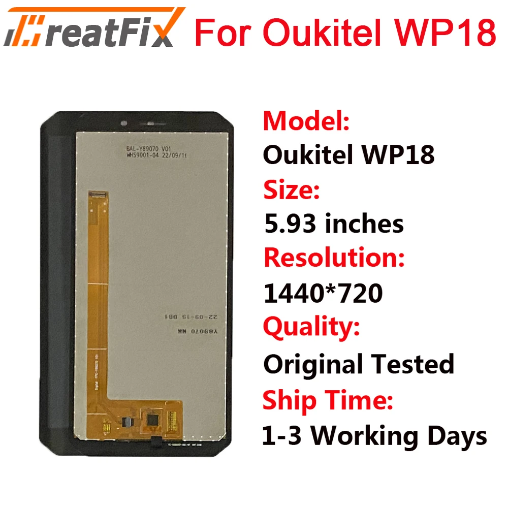 For Oukitel WP18 LCD Display Assembly Replacement For Oukitel WP18 Pro Display WP18PRO LCD Screen Original Tested
For Oukitel WP18 LCD Display Assembly Replacement For Oukitel WP18 Pro Display WP18PRO LCD Screen Original Tested