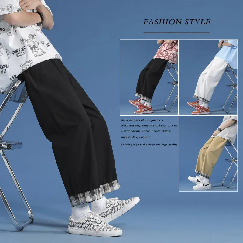 Trendy Plaid Casual Pants for Men Spring Autumn Loose Straight Leg American Sle Patchwork Wide Leg Cotton Blend Trousers
Trendy Plaid Casual Pants for Men Spring Autumn Loose Straight Leg American Sle Patchwork Wide Leg Cotton Blend Trousers