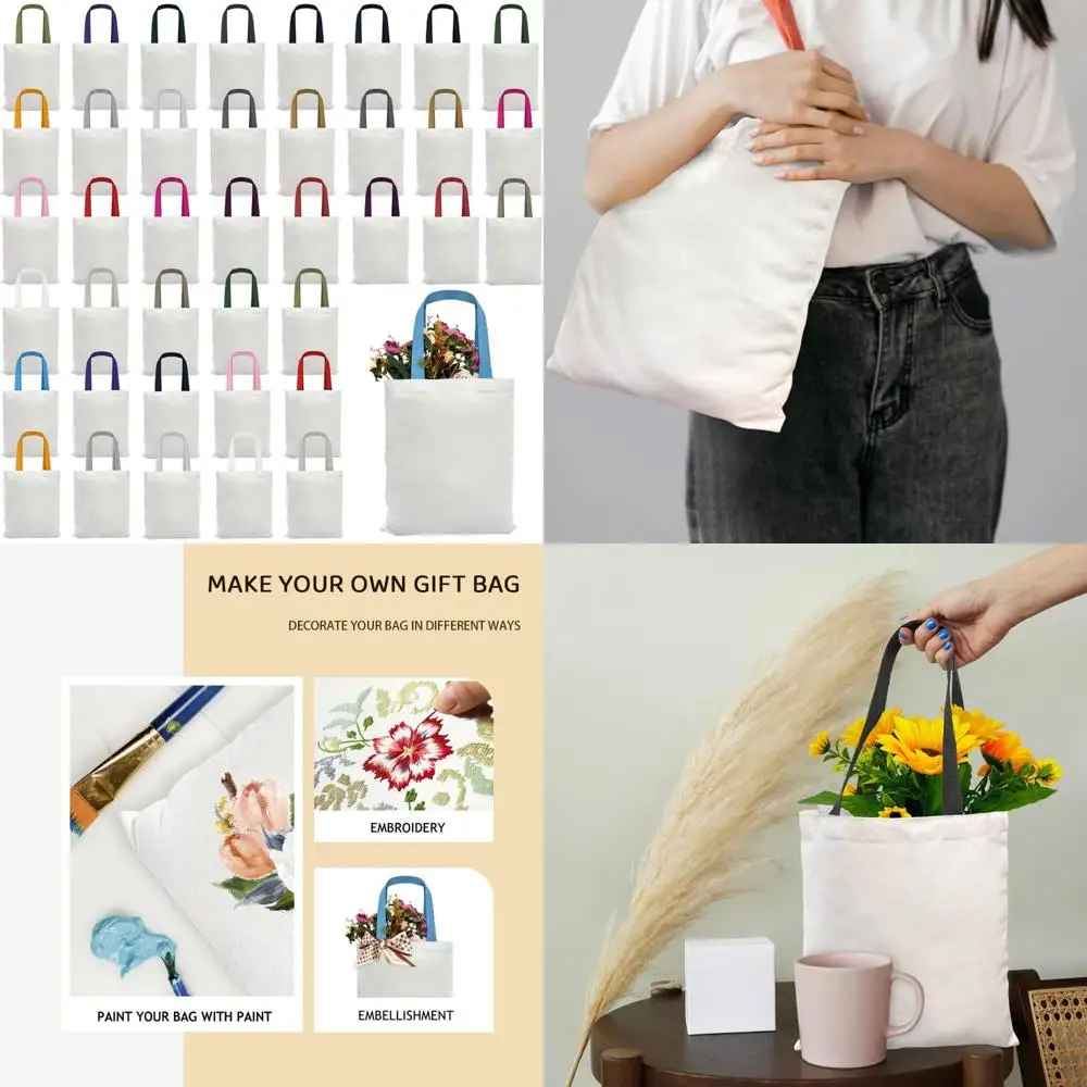 Reusable Canvas Tote Bags, Polyester, 12x14 Inches, White, 20 Assorted Handle Colors, Sublimation Blanks for DIY Crafts and Groc
Reusable Canvas Tote Bags, Polyester, 12x14 Inches, White, 20 Assorted Handle Colors, Sublimation Blanks for DIY Crafts and Groc