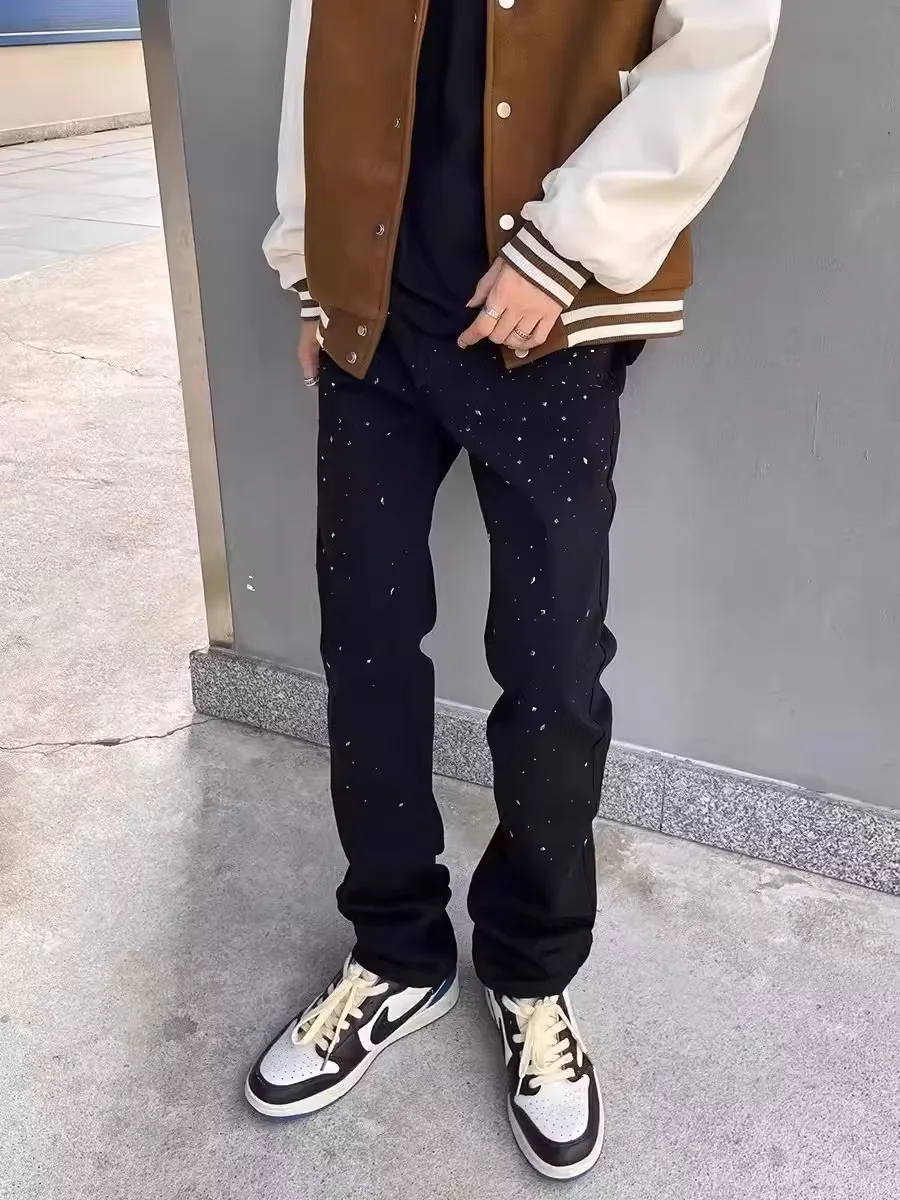 Hong Kong Style High Street Slim Fit Jeans Men's Elastic Star Drill Black Jeans Youth Trendy Brand Star Pants
Hong Kong Style High Street Slim Fit Jeans Men's Elastic Star Drill Black Jeans Youth Trendy Brand Star Pants