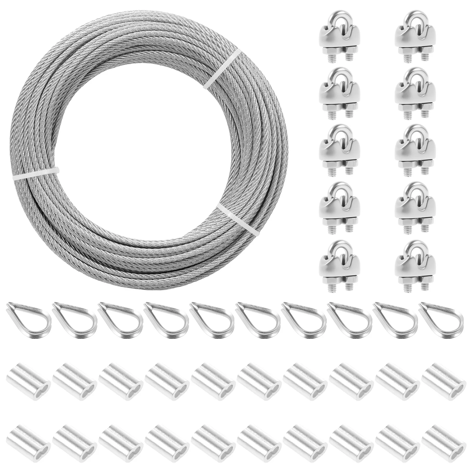Stainless Steel Wire Rope Kit Rust Resistant Cable Wire Set Versatile Enduring Cable Rope for Clothesline Plant Support String