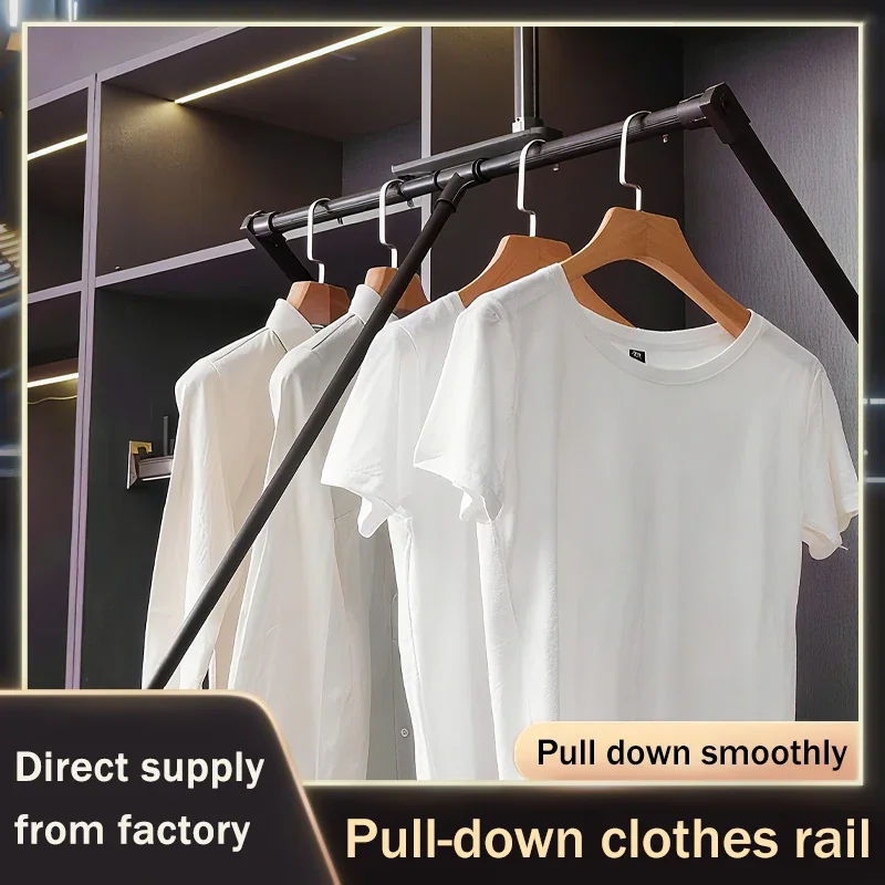 Pull Down Hanging Rod Double Buffered Adjustable Clothing Rail For Wardrobe Closet Telescopic Lift Up Hanger System
Pull Down Hanging Rod Double Buffered Adjustable Clothing Rail For Wardrobe Closet Telescopic Lift Up Hanger System